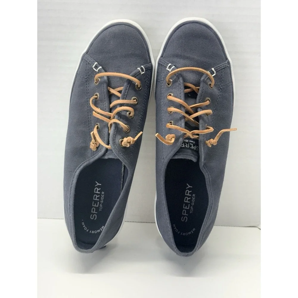 Sperry Top-Sider Seacoast‎ Women's Bluish Gray Canvas Boat Shoes Sz 8M Nautical